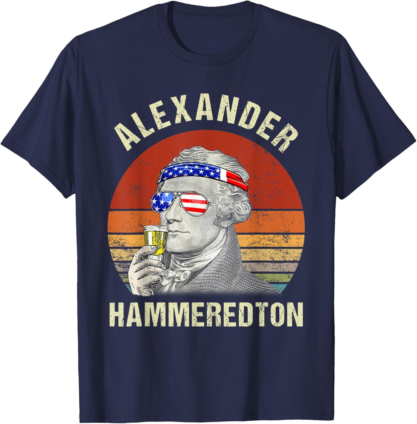 Vintage Alexander Hammeredton Hamiliton Patriotic July 4th Kids Men T-Shirt - T-Shirt | Navy