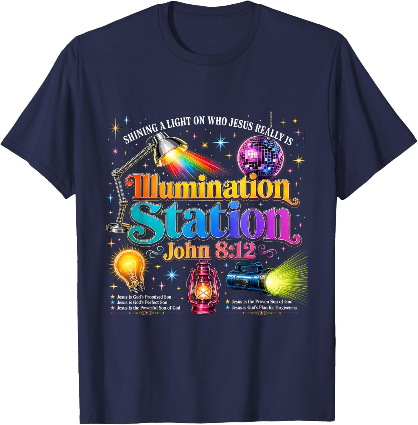 Illumination Station John 8 12 VBS Christian Gift T-Shirt - T-Shirt | Navy