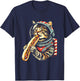 Space Astronaut Cat Eating Hotdog Funny Cat T-Shirt - T-Shirt | Navy