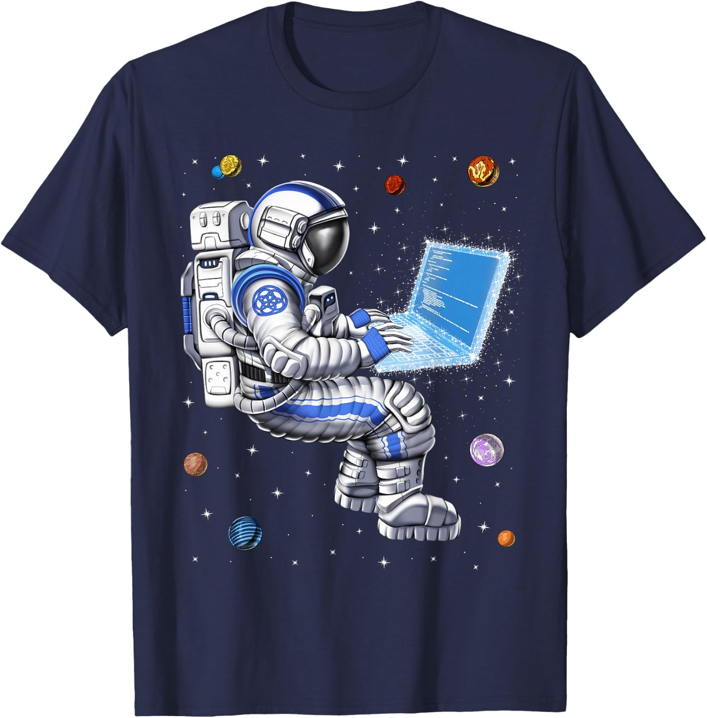 Astronaut Programmer Coding Software Developer Coder T-Shirt - T-Shirt | Navy