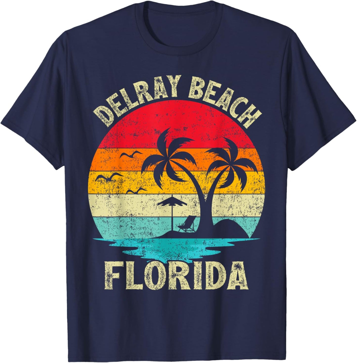 Family Vacation Vintage Retro Florida Delray Beach T-Shirt - T-Shirt | Navy