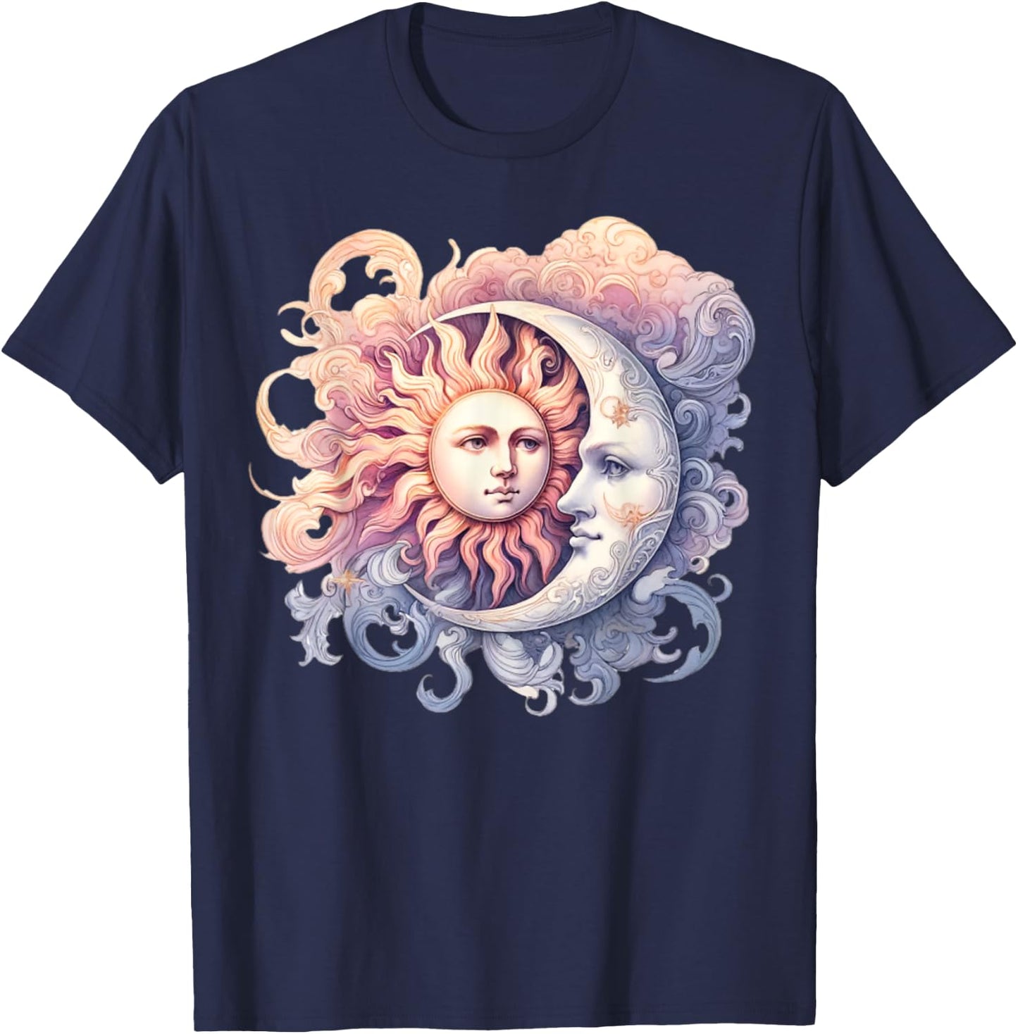 Mystic Sun and Moon Celestial Yin Yang Mystical Aesthetic T-Shirt - T-Shirt | Navy