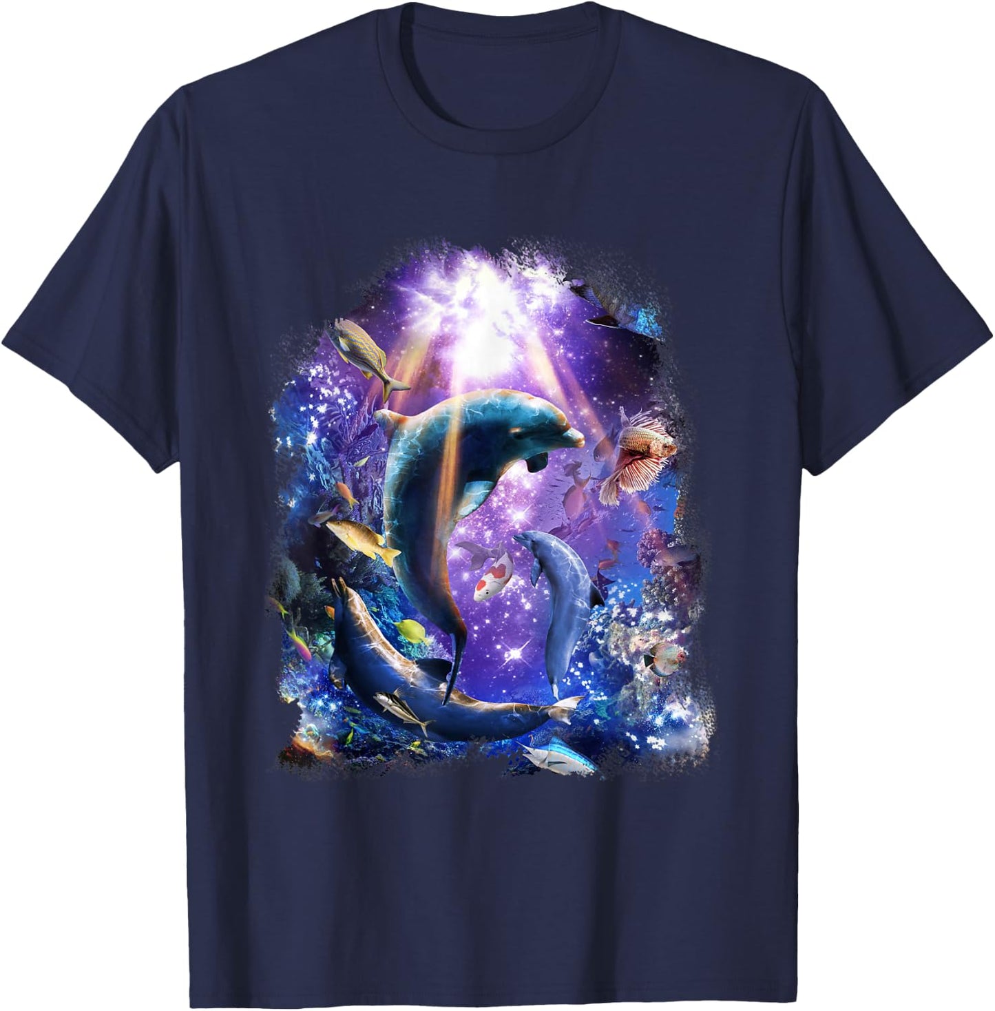 Galaxy Dolphin - Dolphins In Space T-Shirt - T-Shirt | Navy