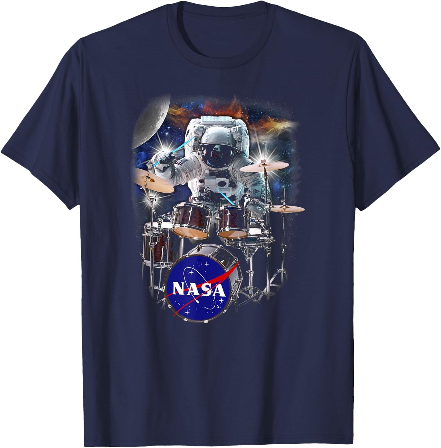 NASA Astronaut Drummer Boy In Space T-Shirt - T-Shirt | Navy