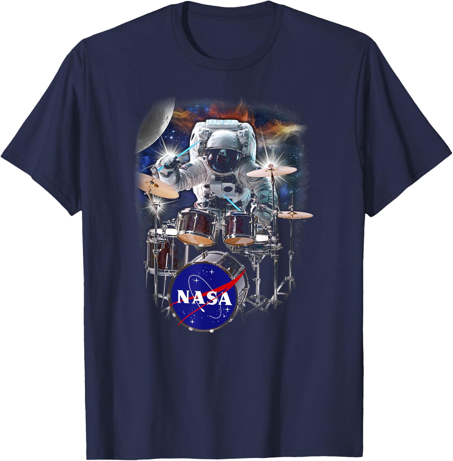 NASA Astronaut Drummer Boy In Space T-Shirt - T-Shirt | Navy