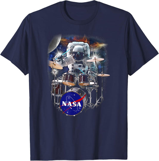 NASA Astronaut Drummer Boy In Space T-Shirt - T-Shirt | Navy
