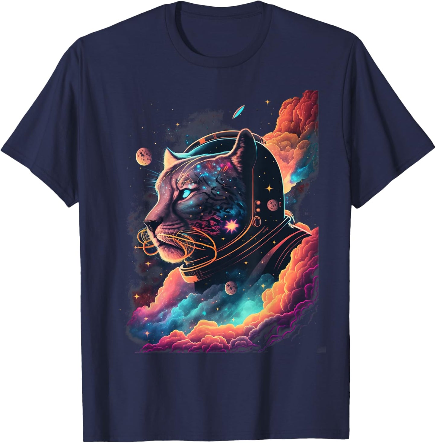 Astronaut Cougar Space Galaxy T-Shirt - T-Shirt | Navy