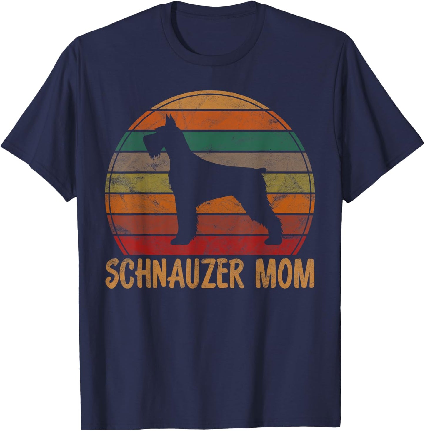 Retro Schnauzer Mom Gift Standard Giant Dog Mother Pet Mama T-Shirt - T-Shirt | Navy