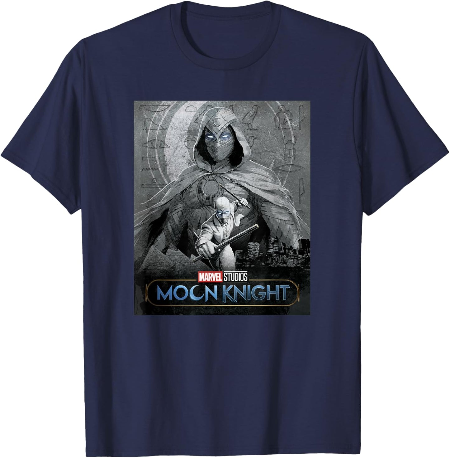 Marvel Moon Knight Glowing Eyes Logo Poster T-Shirt - T-Shirt | Navy