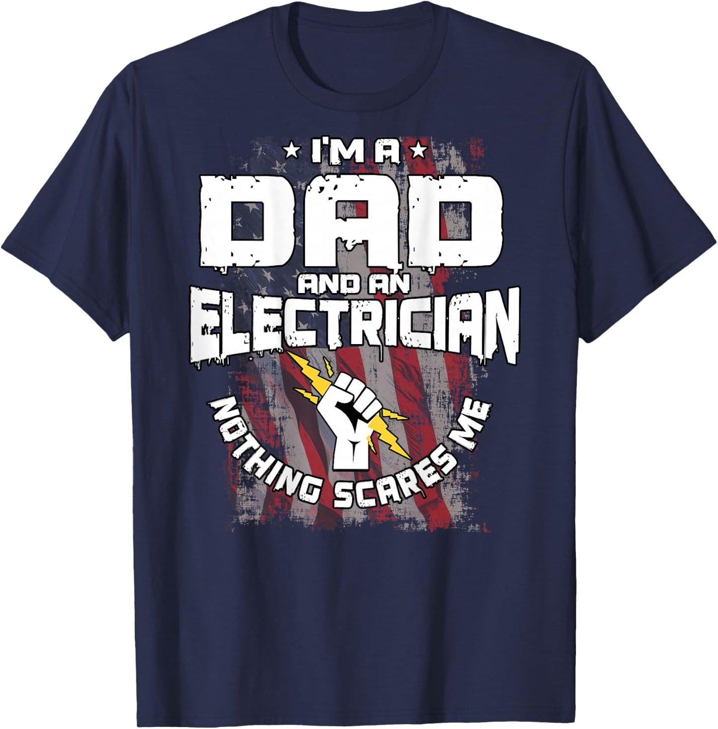 Electrician Dad Design On Back Of Clothing T-Shirt - T-Shirt | Navy