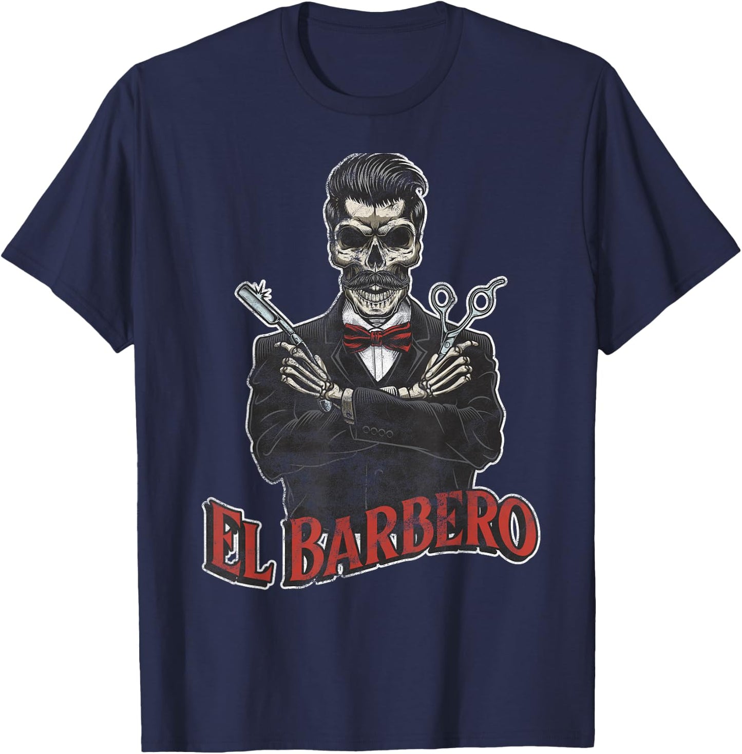 El Barbero Mexican Barber hairstylist barber shop giff T-Shirt - T-Shirt | Navy