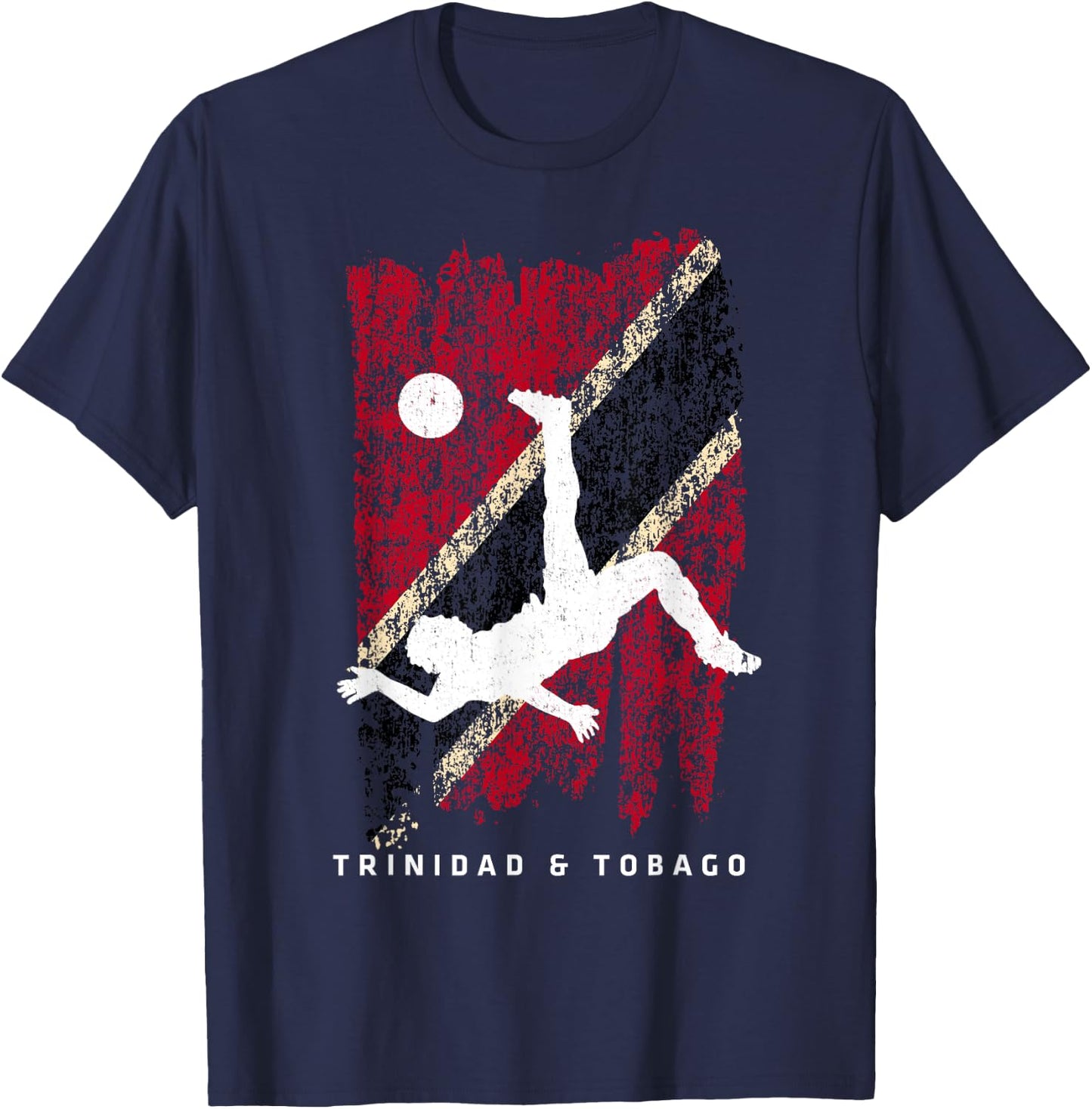 Trinidad & Tobago Flag Soccer Player Silhouette T-Shirt - T-Shirt | Navy
