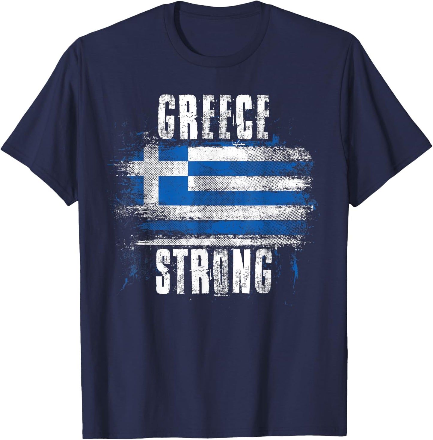 Greece Strong Distressed Flag - Greek Pride T-Shirt - T-Shirt | Navy