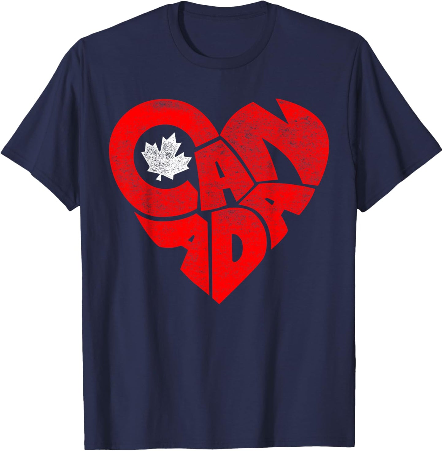 Canada Flag Heart Shirt Canadian Roots Americans Love Maple T-Shirt - T-Shirt | Navy