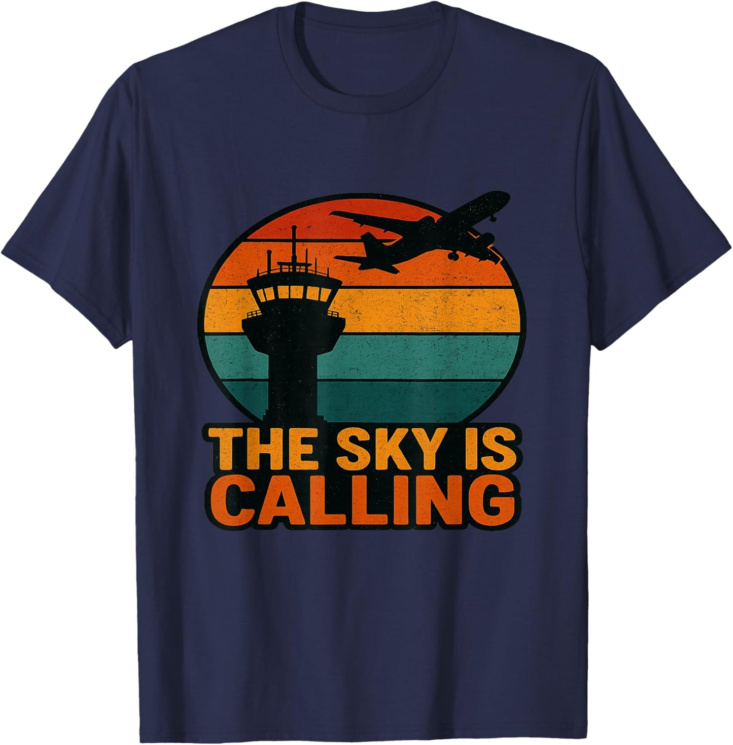 The Sky is Calling Airplane Aviation Pilot Plane T-Shirt - T-Shirt | Navy