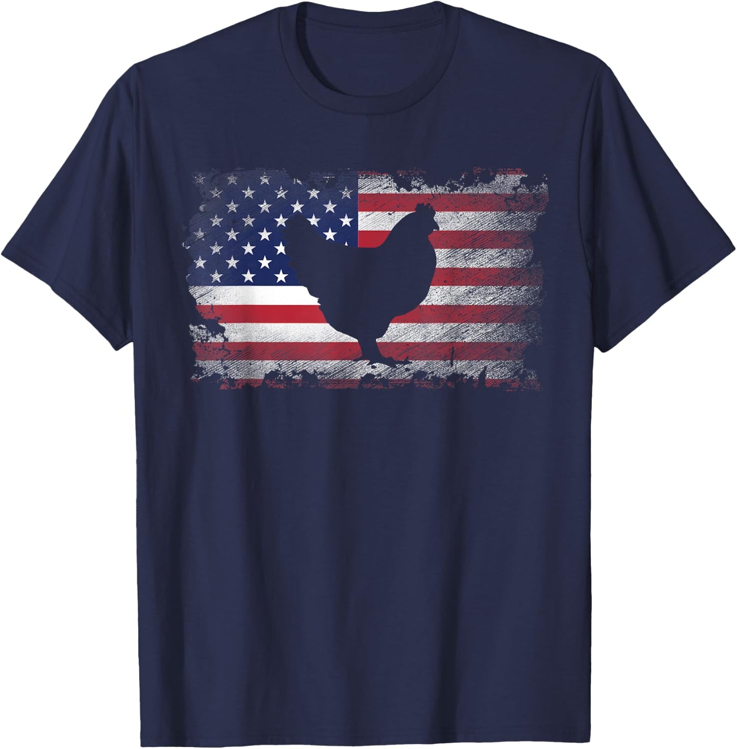 Patriotic Chicken American Flag Cool Chicken Lover Gift Women Kids Men T-Shirt - T-Shirt | Navy