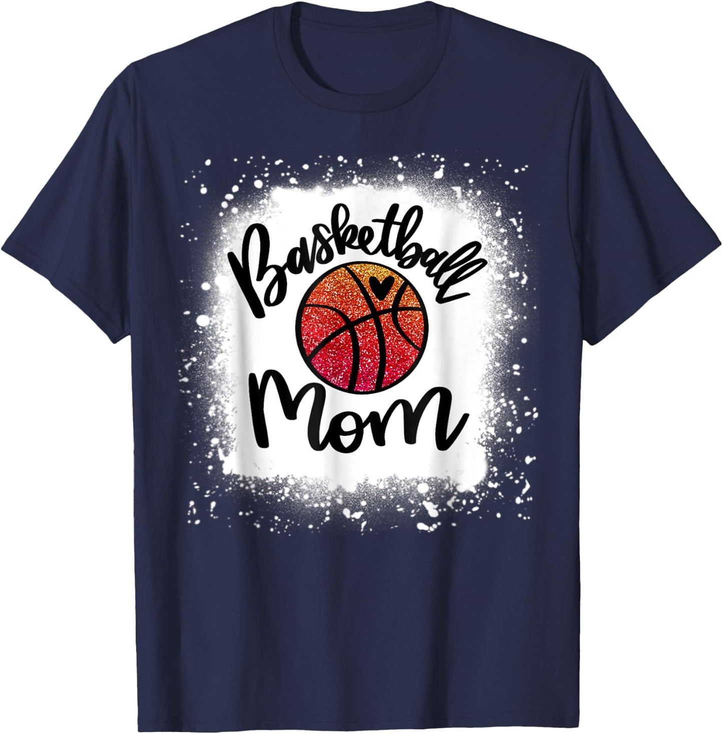 Leopard Bleached Basketball Mom Game Day Gift T-Shirt - T-Shirt | Navy