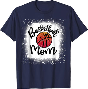 Leopard Bleached Basketball Mom Game Day Gift T-Shirt - T-Shirt | Navy