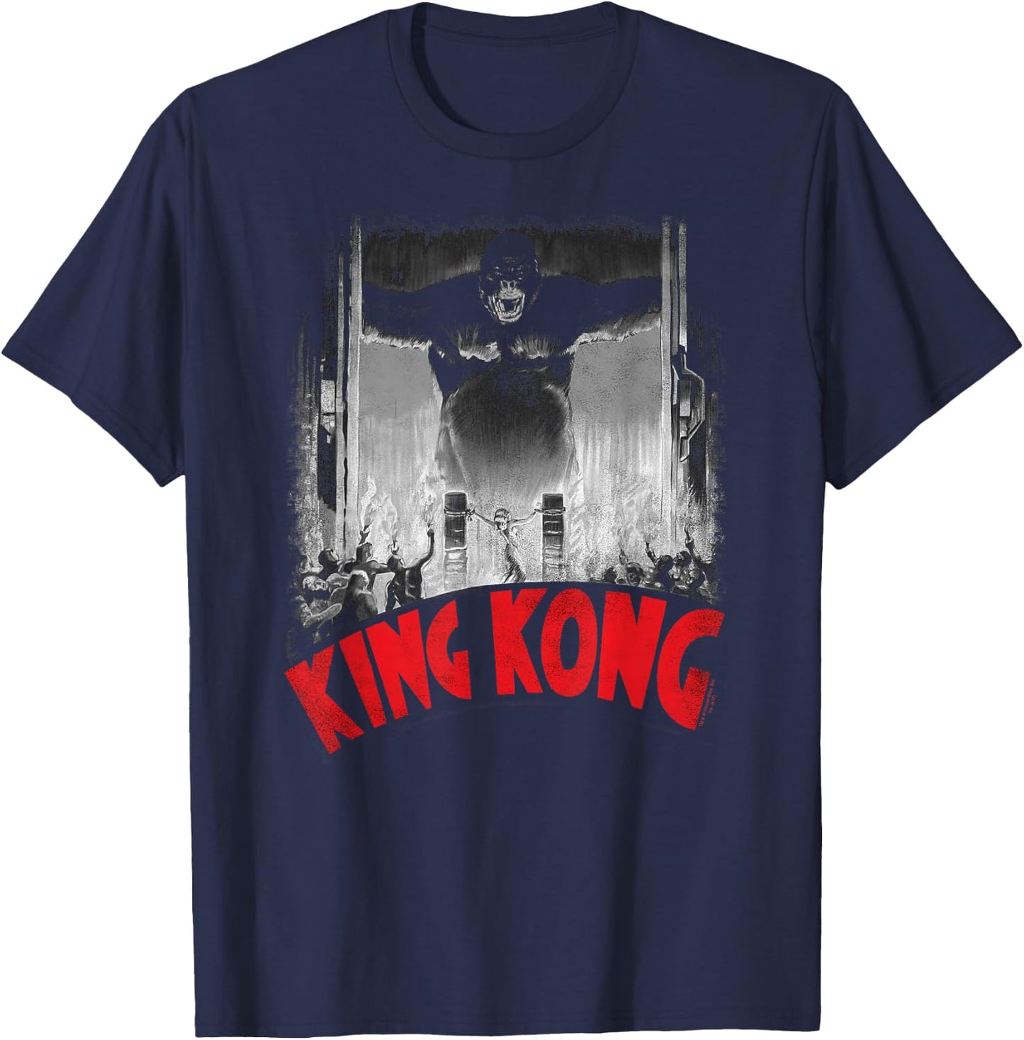 King Kong at The Gates Poster T-Shirt - T-Shirt | Navy