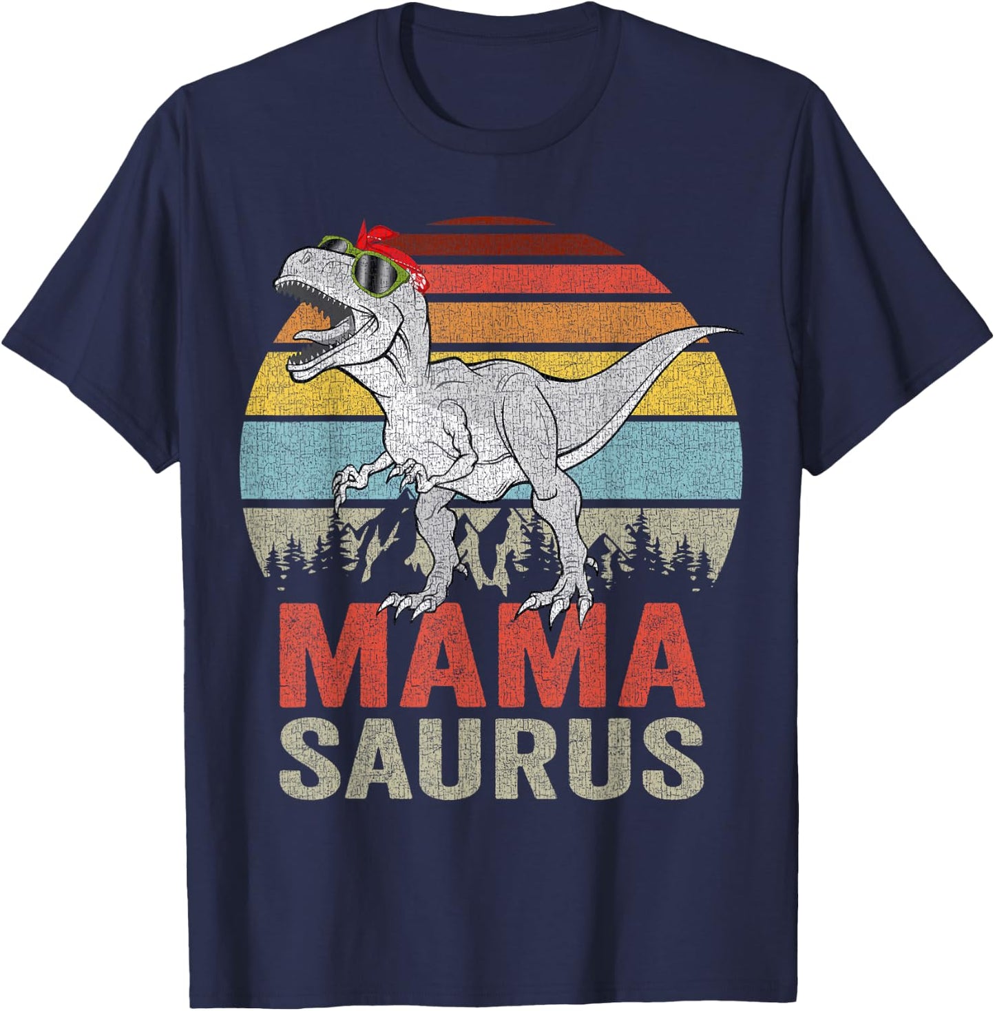 Mamasaurus Dinosaur Mama Saurus T Rex Funny Family Matching T-Shirt - T-Shirt | Navy