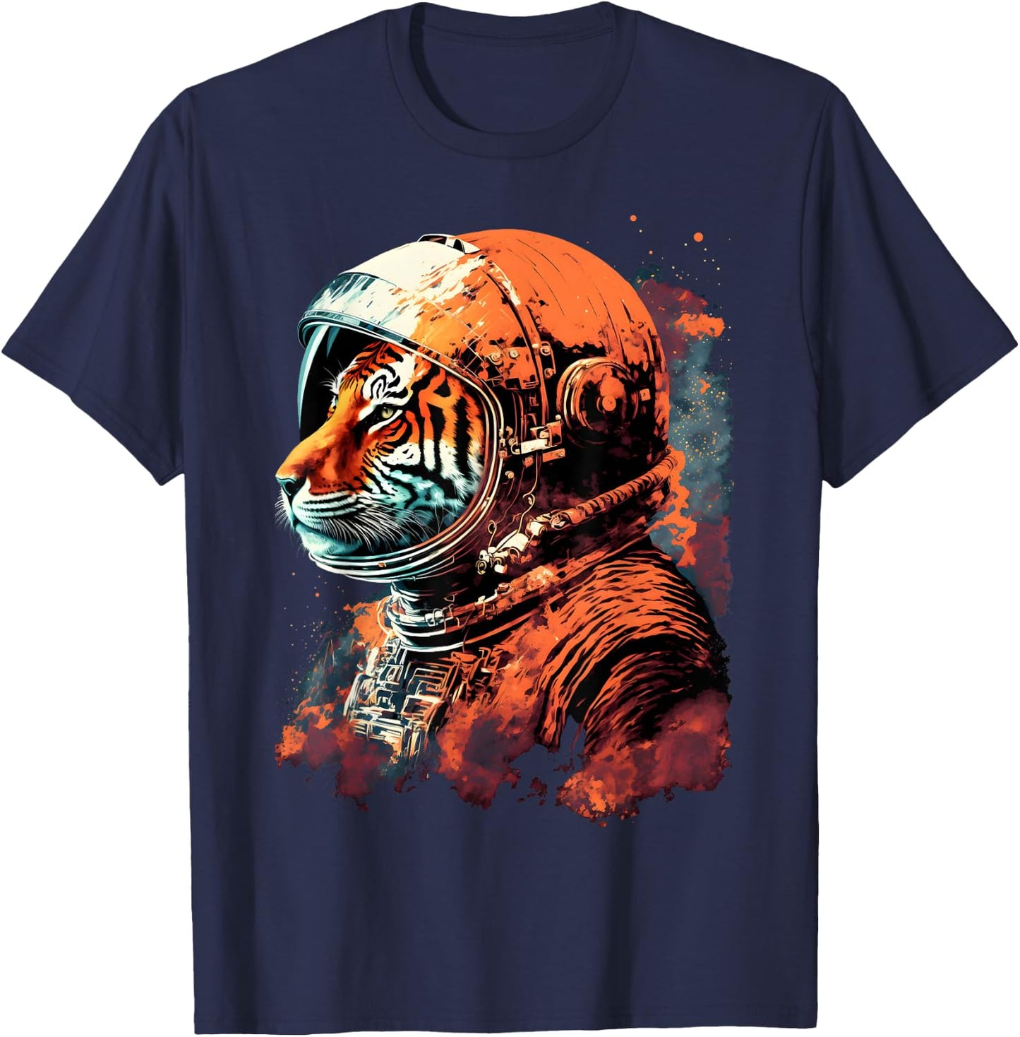 Tiger Astronaut Wearing a Cool Spacesuit Space Tiger T-Shirt - T-Shirt | Navy