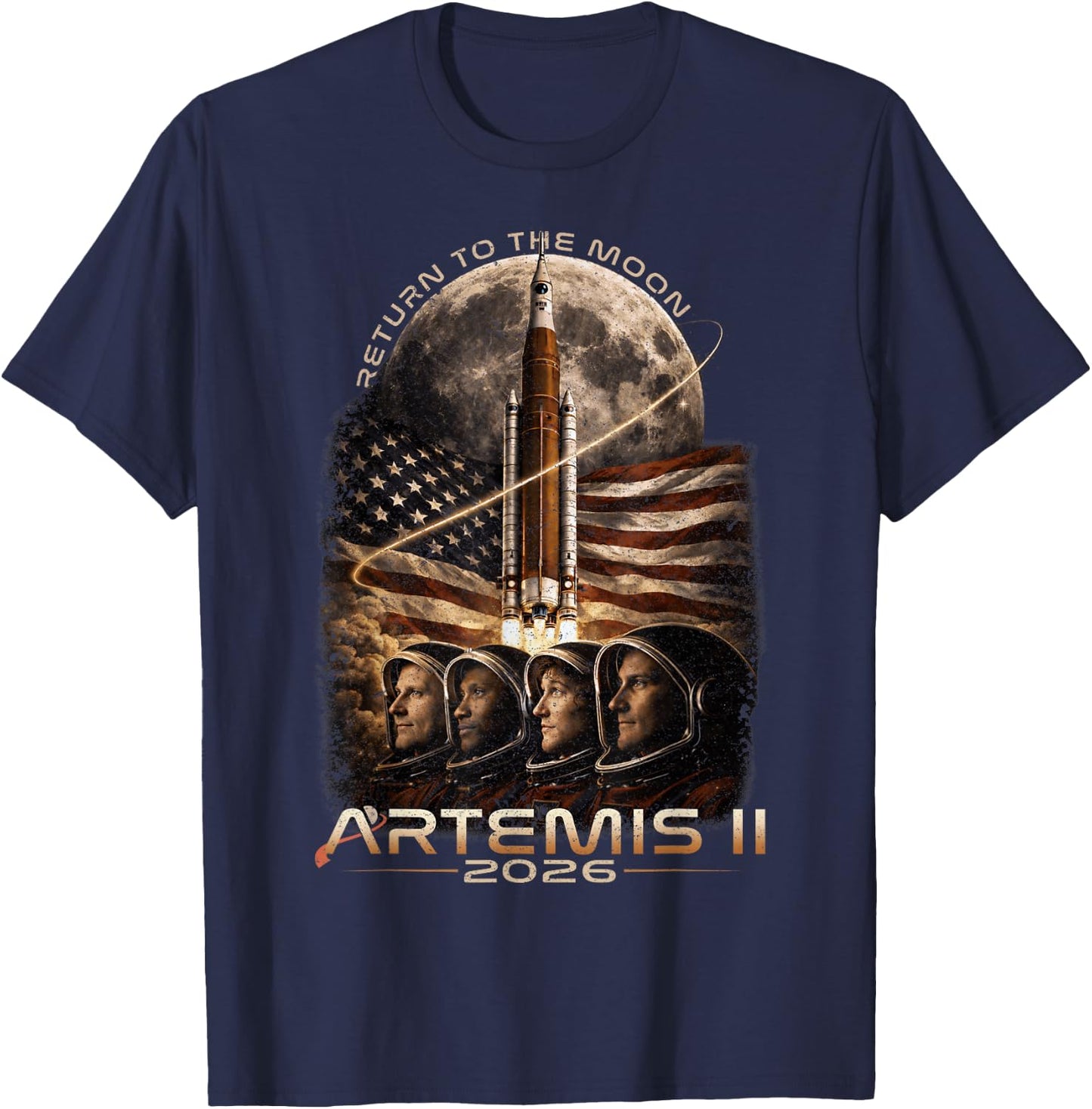 Artemis II Rocket Launch Space Exploration Back to the Moon T-Shirt - T-Shirt | Navy