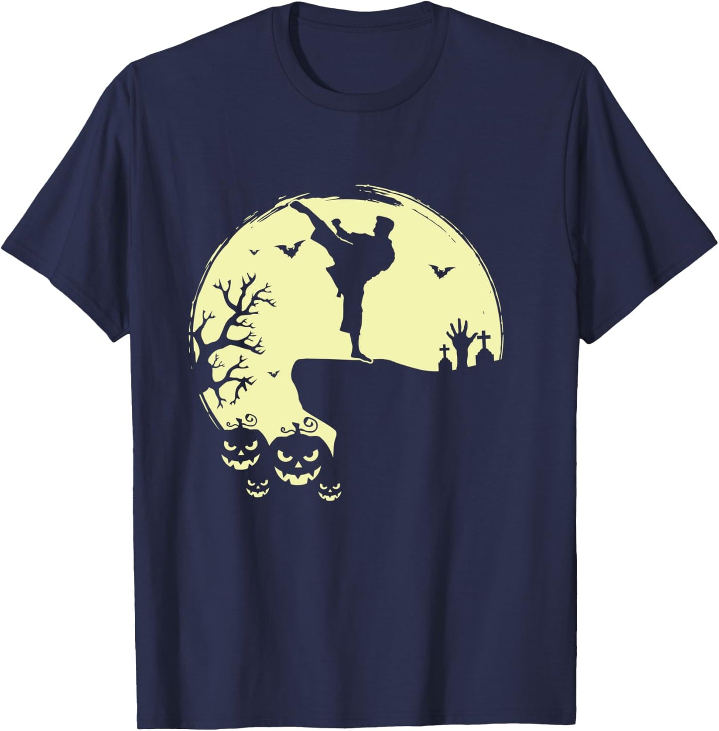 Scary Halloween Taekwondo Martial Arts Tae Kwon Do Full Moon T-Shirt - T-Shirt | Navy