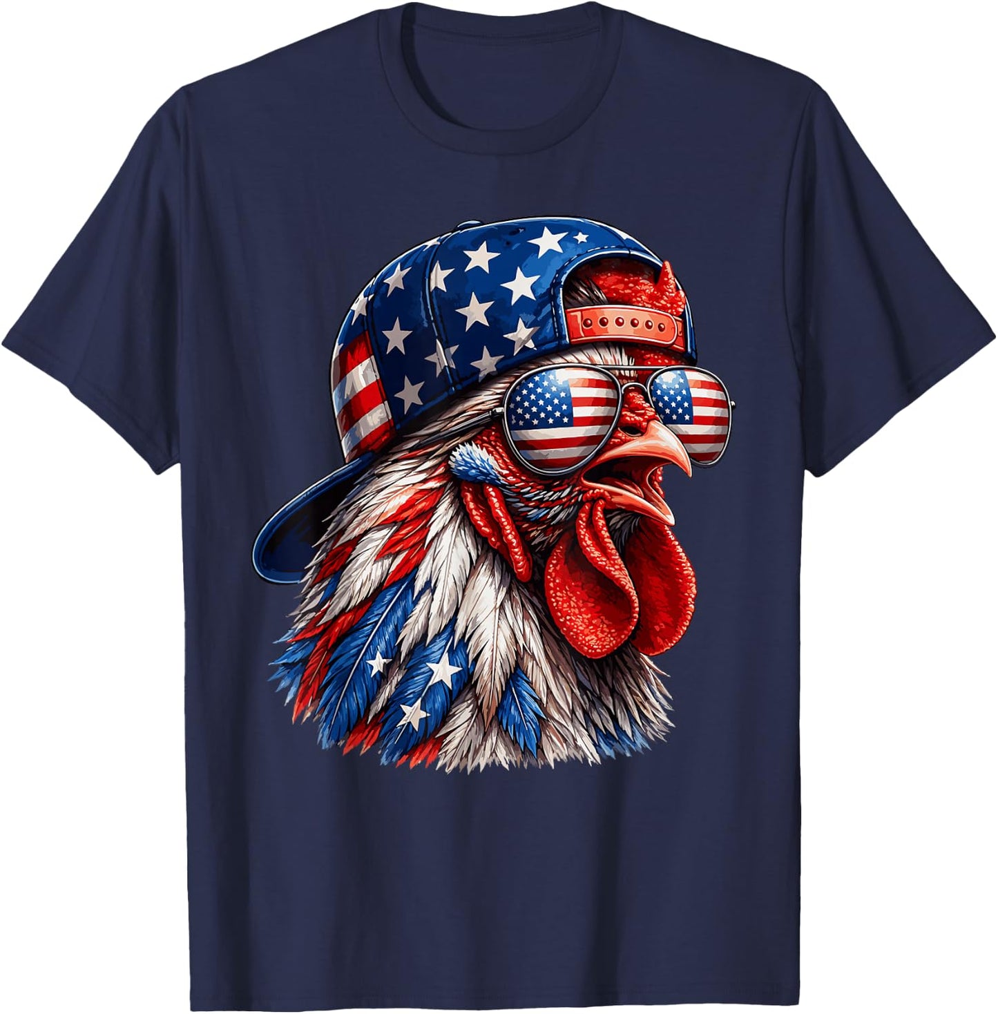 4th of July Funny Chicken USA American Flag Patriotic Boys T-Shirt - T-Shirt | Navy