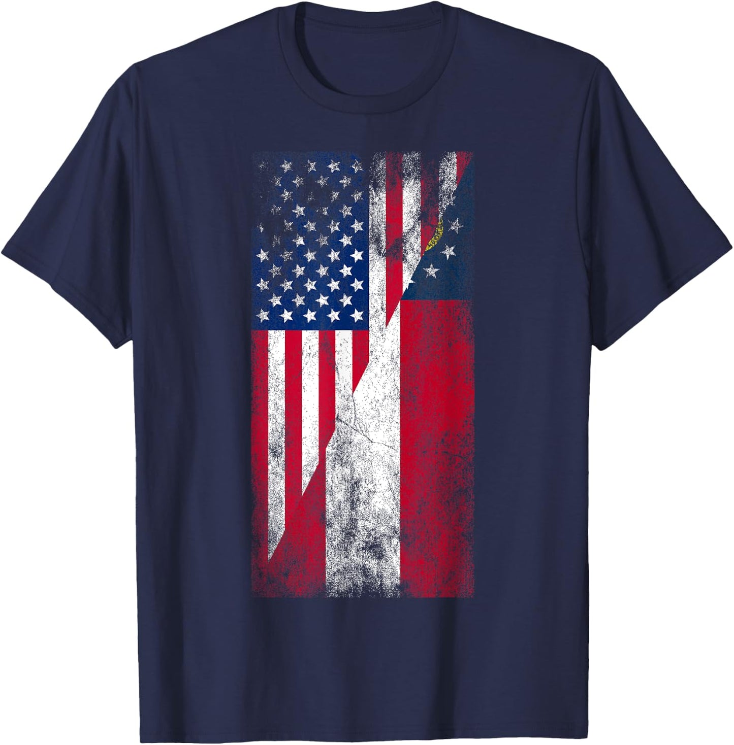 USA & Georgia Flags - American Georgian T-Shirt - T-Shirt | Navy