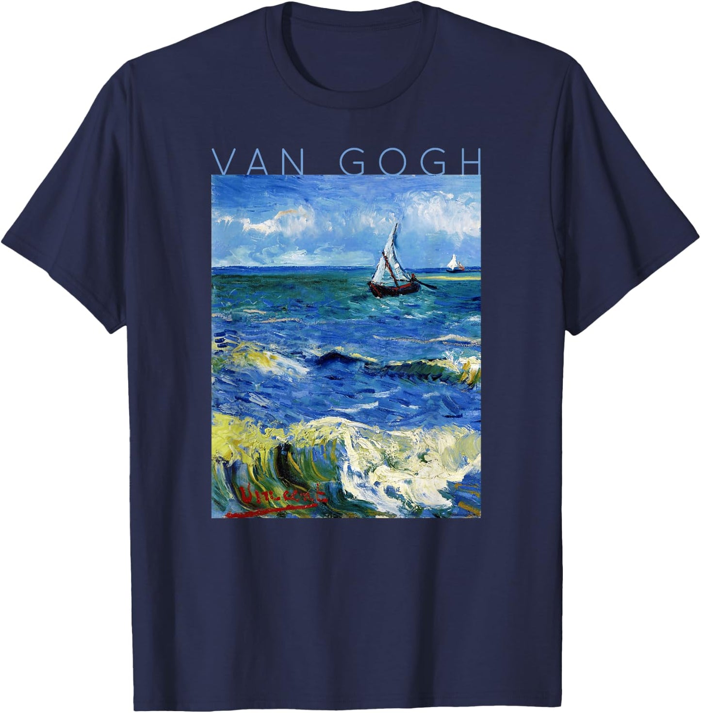 Van Gogh Fishing Boats For Artists T-Shirt - T-Shirt | Navy