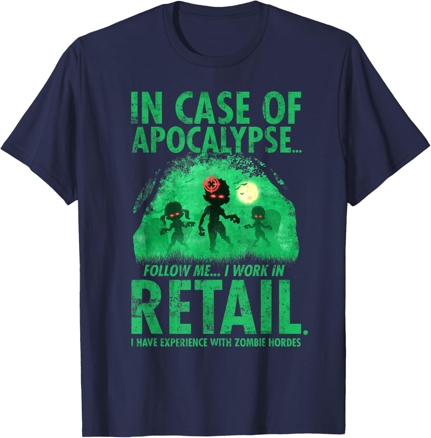 Retail Worker Funny Zombie Halloween T-Shirt - T-Shirt | Navy