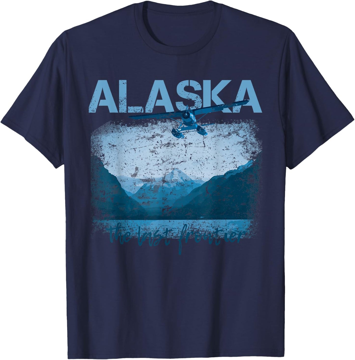 Alaska The Last Frontier With Float Plane T-Shirt - T-Shirt | Navy