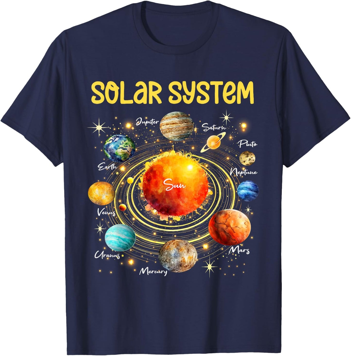 Cute Solar System Planets Science Space STEM Boys Girls Kids T-Shirt - T-Shirt | Navy