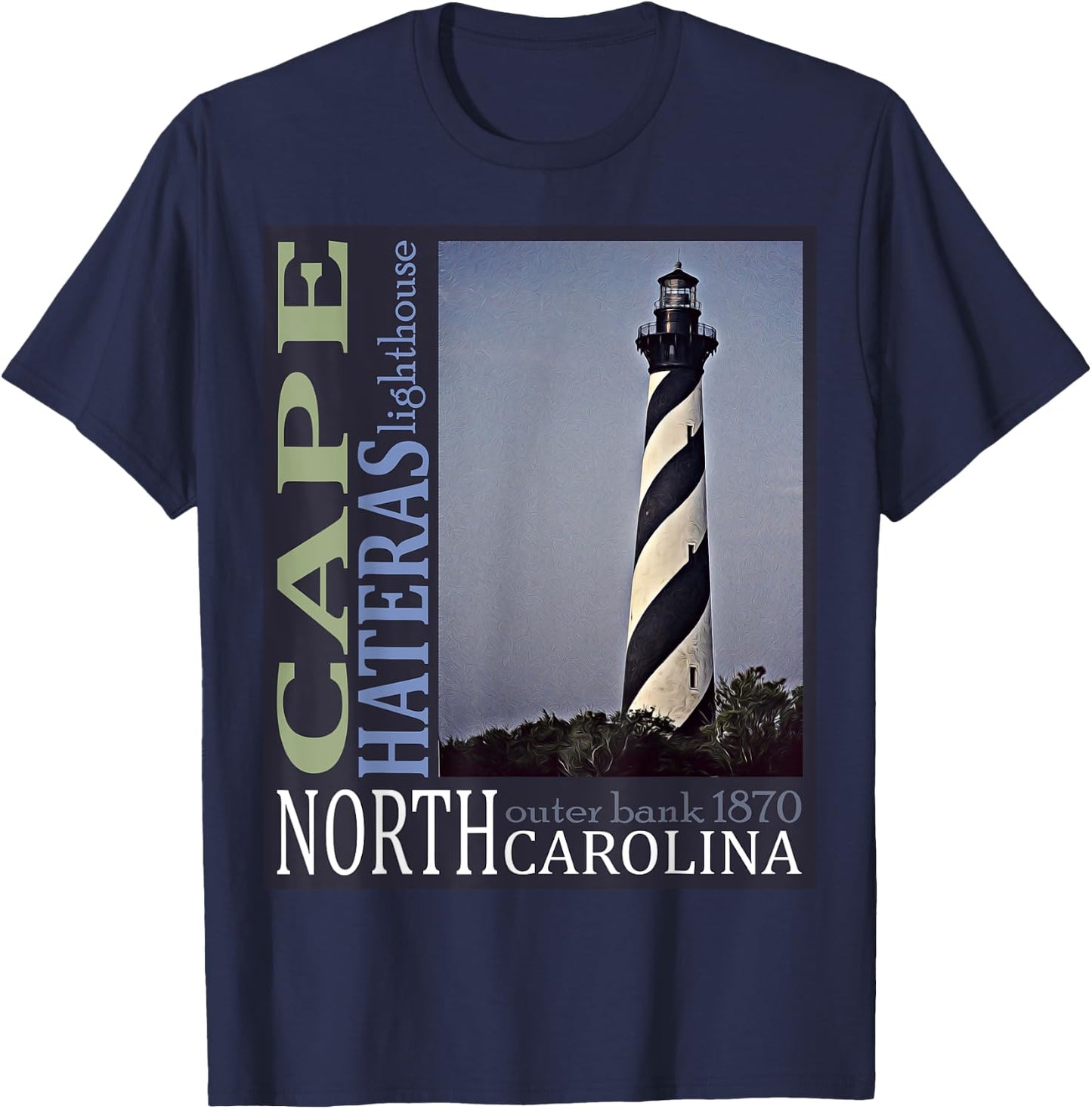 Cape Hatteras Lighthouse Outerbanks North Carolina 1870 Des T-Shirt - T-Shirt | Navy