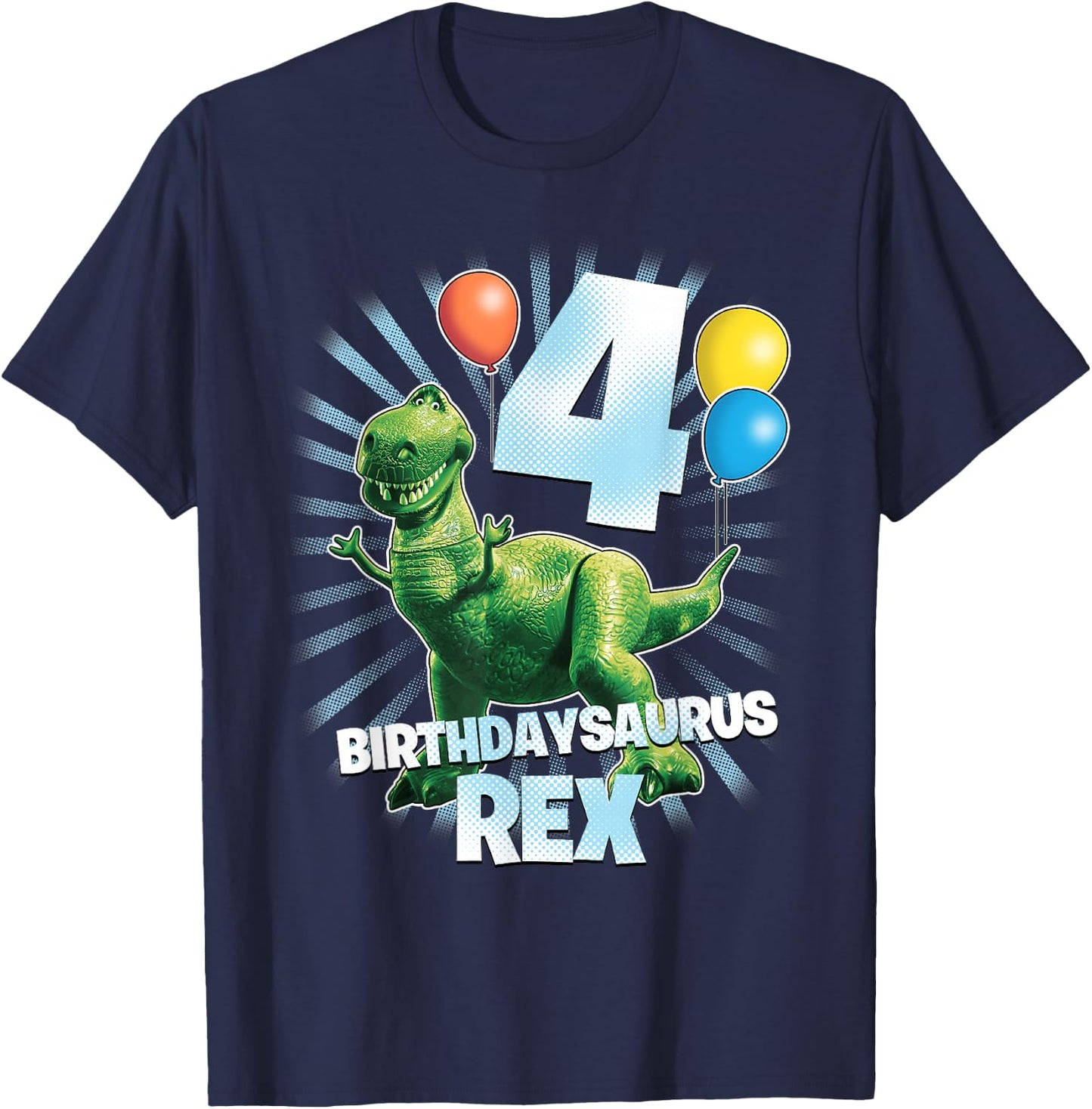 Disney Pixar Toy Story Birthdaysaurus Rex 4th Birthday T-Shirt - T-Shirt | Navy