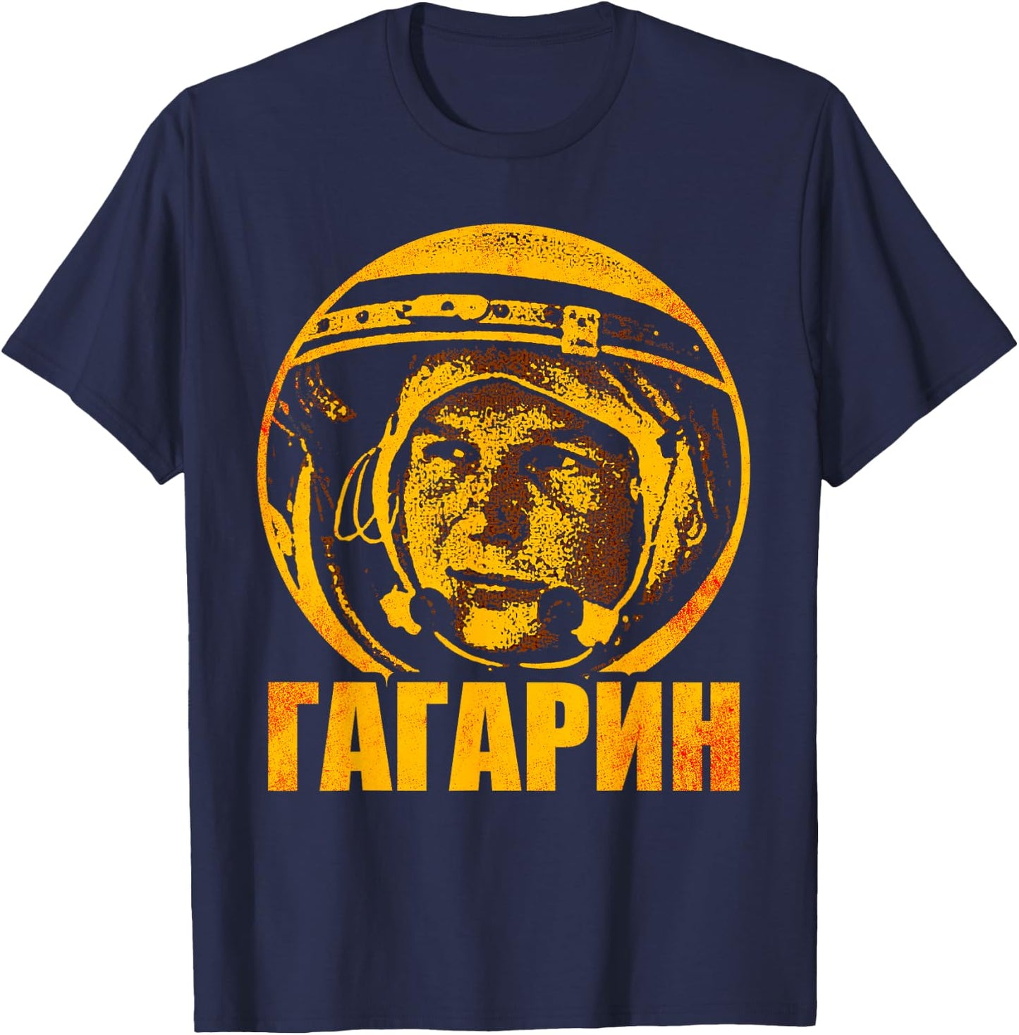 Yuri Gagarin Astronaut Cosmonaut Soviet Union Space Cyrillic T-Shirt - T-Shirt | Navy