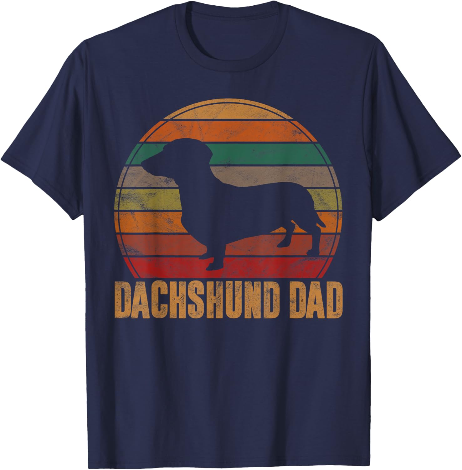 Retro Dachshund Dad Gift Doxie Daddy Dog Owner Pet Father T-Shirt - T-Shirt | Navy