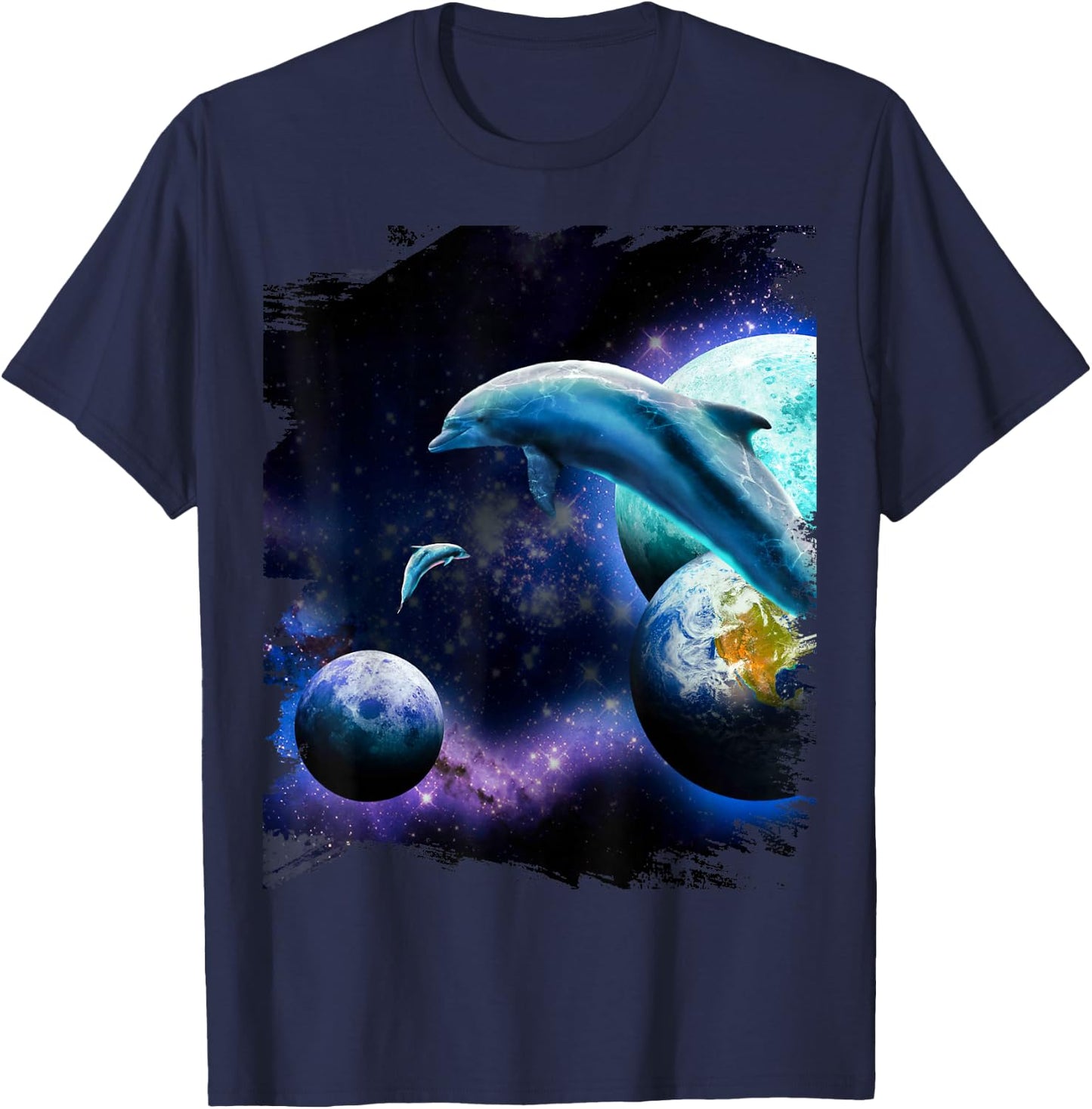 Galaxy Dolphin - Dolphins In Space T-Shirt - T-Shirt | Navy