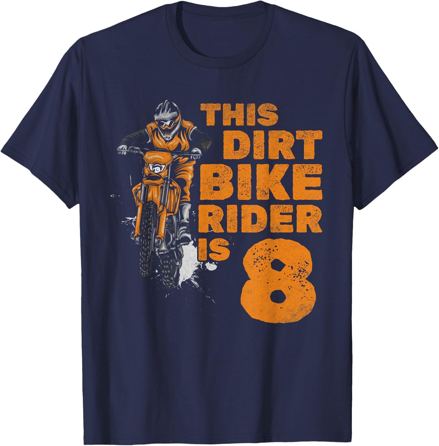 This Little Dirt Bike Rider Is 8th Birthday Boy Motocross T-Shirt - T-Shirt | Navy