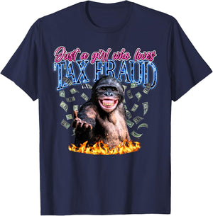 Just A Girl Who Loves Tax Fraud Vintage Bootleg Rap 90s T-Shirt - T-Shirt | Navy