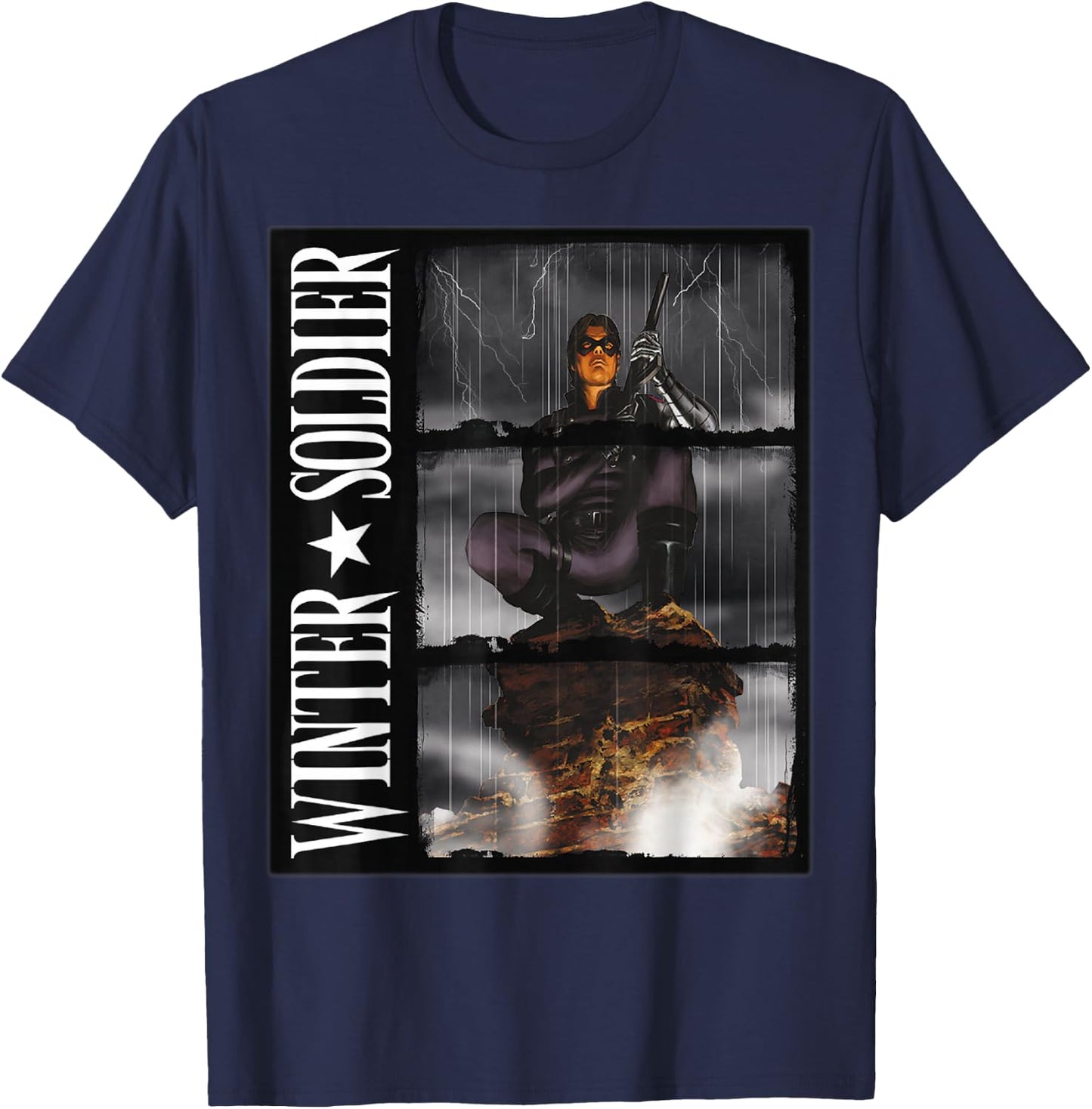 Marvel Winter Soldier Block Portrait T-Shirt - T-Shirt | Navy