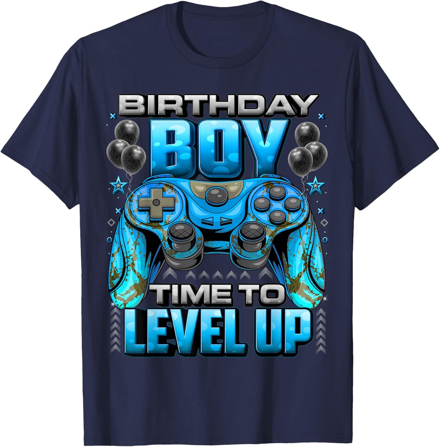 Birthday Boy Time to Level Up Shirt Video Gamer Birthday Boy T-Shirt - T-Shirt | Navy