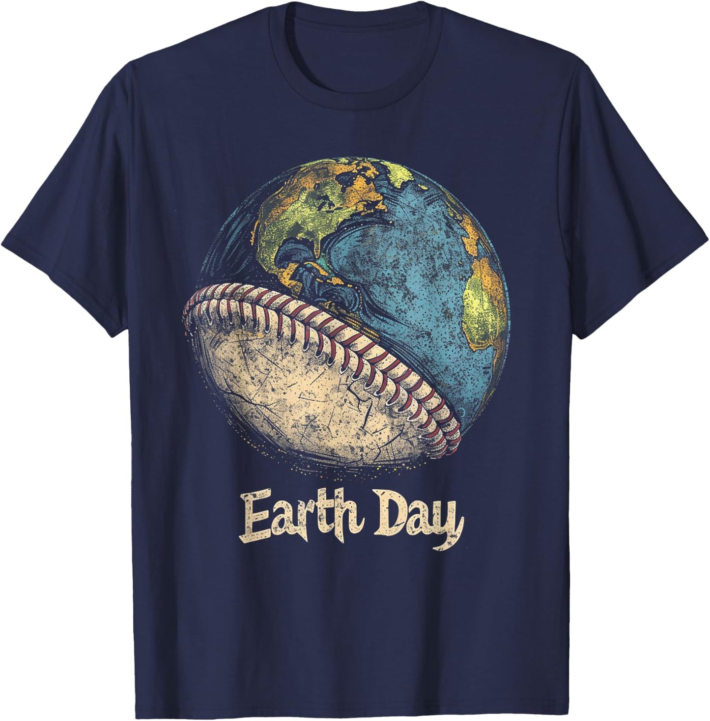 Baseball Earth Day Nature Planet Conservation Tree T-Shirt - T-Shirt | Navy