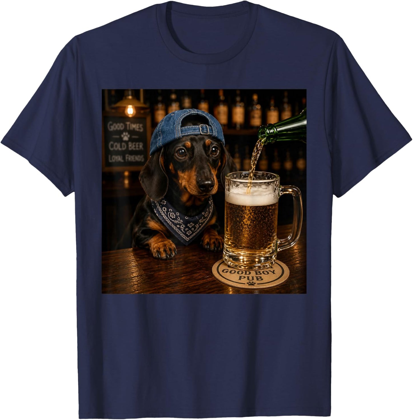 Dachshund Drinking Beer Funny Dog Meme T-Shirt - T-Shirt | Navy