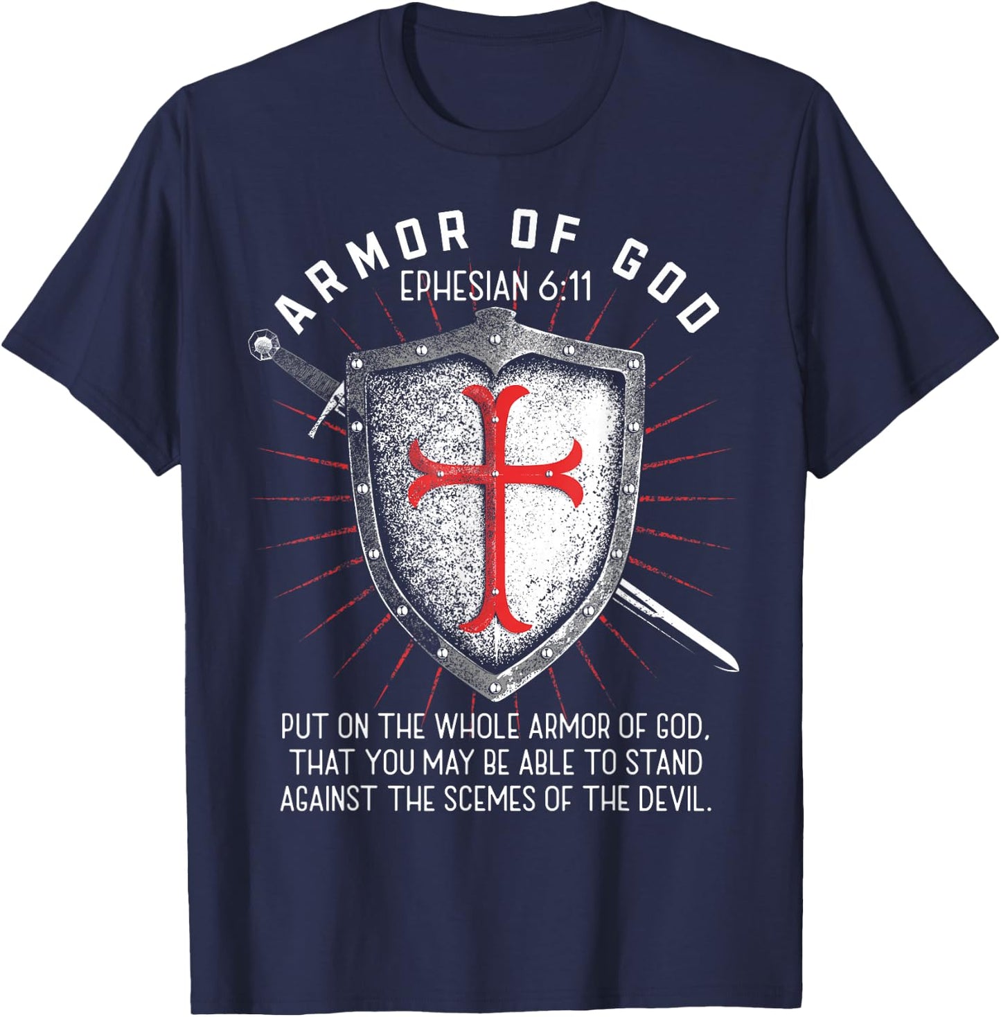 Armor Of God Ephesians 6:17 Bible Verse T Christian T-Shirt - T-Shirt | Navy