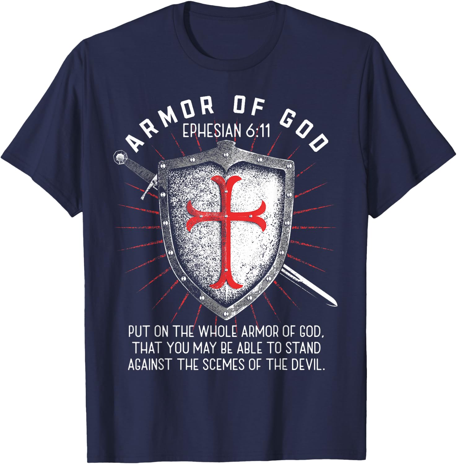 Armor Of God Ephesians 6:17 Bible Verse T Christian T-Shirt - T-Shirt | Navy