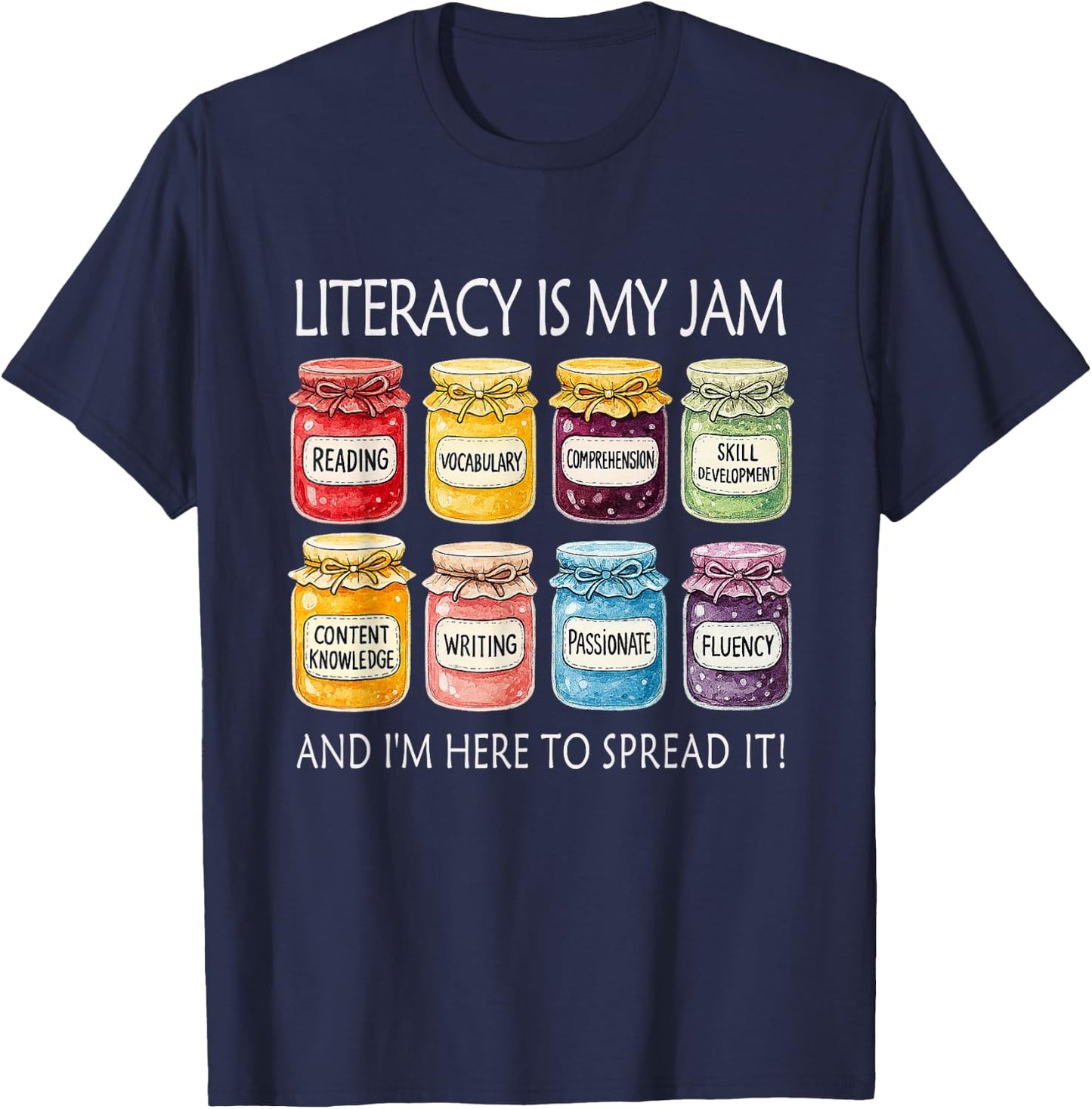 Retro Literacy Is My Jam And I’m Here To Spread It T-Shirt - T-Shirt | Navy