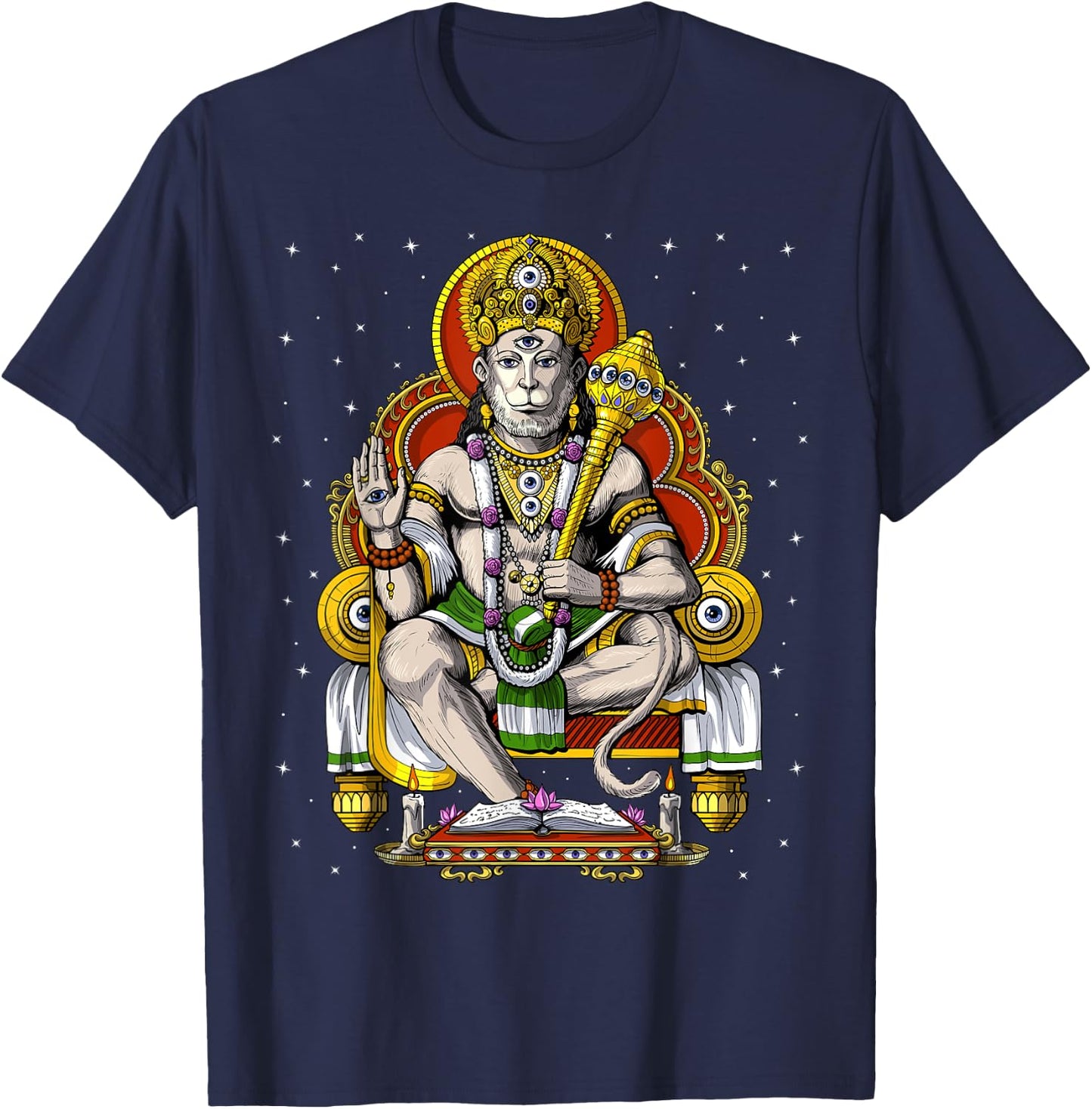 Hanuman Hindu God Hinduism Monkey Jainism Buddhism Spiritual T-Shirt - T-Shirt | Navy