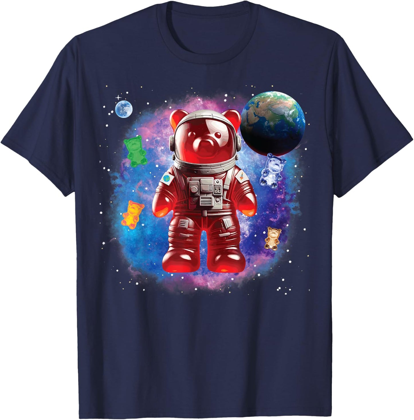 Gummy Bear in Space, Funny Gummy Bear T-Shirt - T-Shirt | Navy