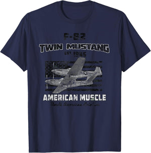 F-82 Twin Mustang Airplane American Muscle Vintage T-Shirt - T-Shirt | Navy